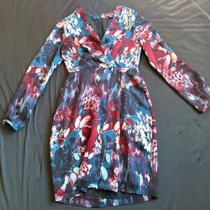 Adrianna Papell Multicolor Floral Long Sleeve Dress
